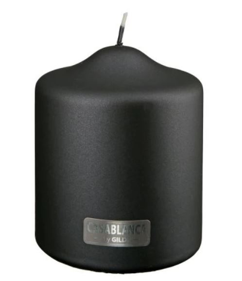 Stumpenkerze,schwarz,metallic