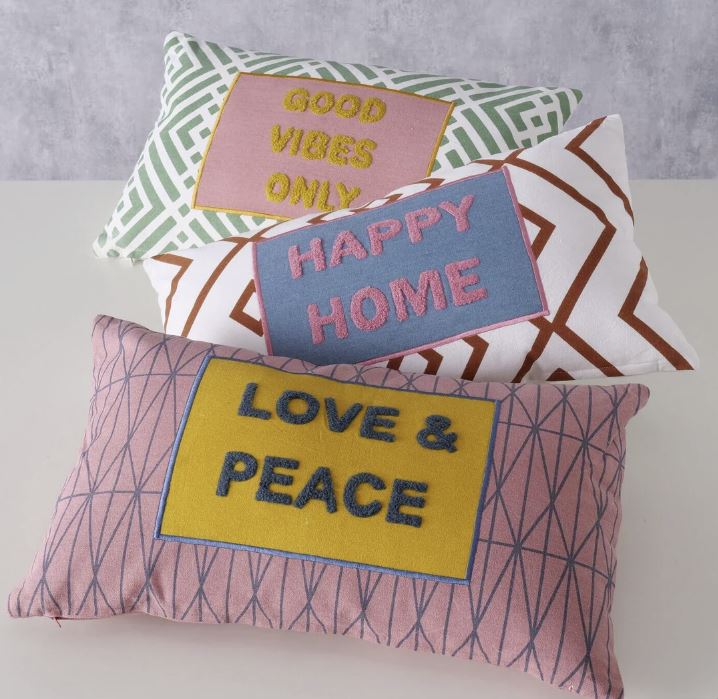 Boltze Kissen Positivity - Blau,Dunkelrosa,Gelb